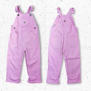 Carhartt Denim Pink Pants Bib Overalls Size 3T